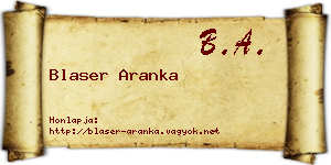 Blaser Aranka névjegykártya